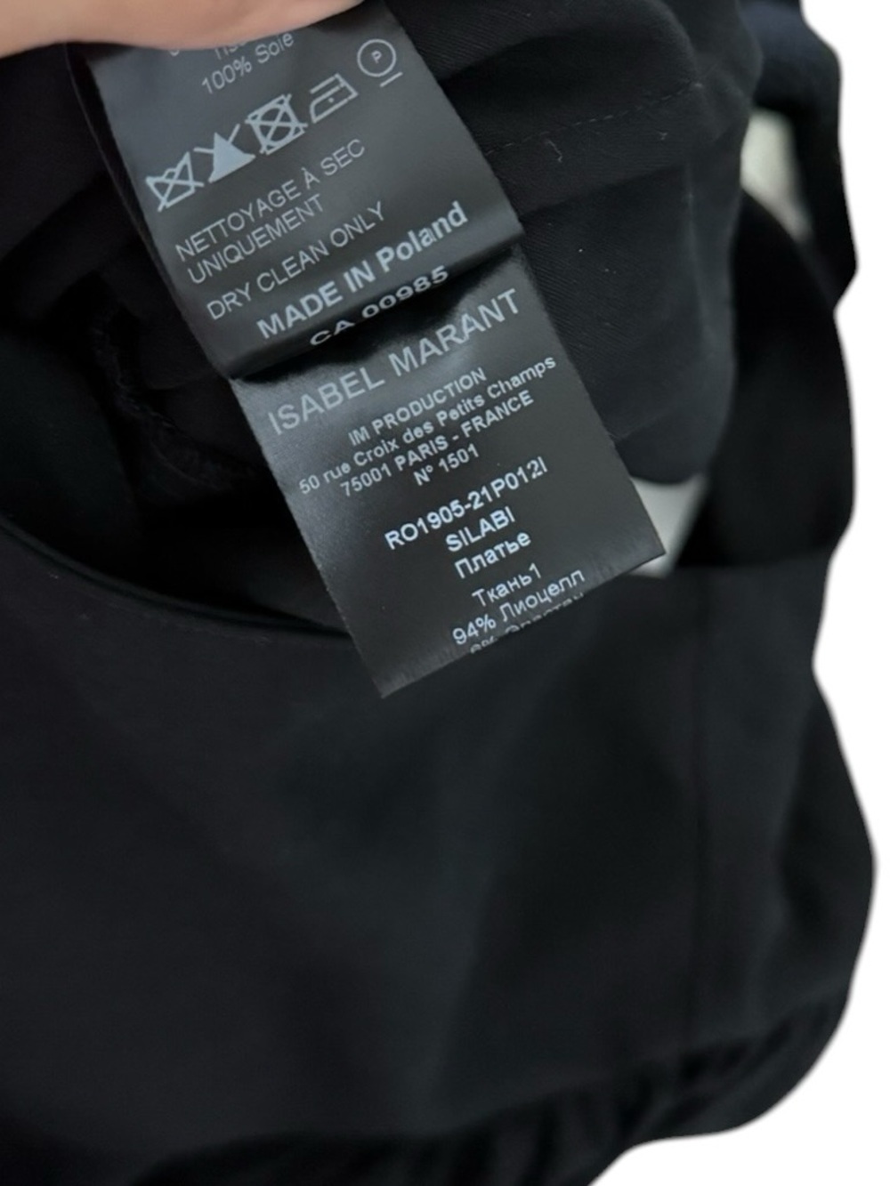 NWT ISABEL MARANT Silabi A-Line V-Neck Long Sleeve Flared Crepe Midi Black Dress - Picture 12 of 12